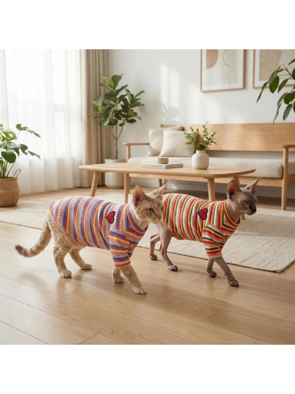 Stylish Hairless Cat Shirt - Breathable Stripe Vest for Everyday Comfort
